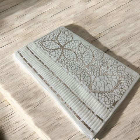 %100 Pamuk Jakarlı Kadife El Yüz Havlusu 6'lı Butterfly Gold&Gri