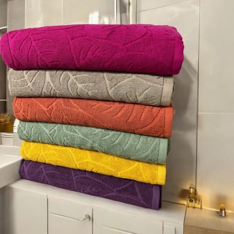 %100 Pamuk Jakarlı Battal Boy  Asorti Banyo Havlusu 6'lı Fanny