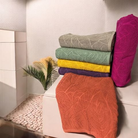 %100 Pamuk Jakarlı Battal Boy  Asorti Banyo Havlusu 6'lı Fanny