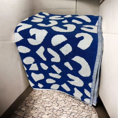 %100 Pamuk Jakarlı Battal Boy Desenli Banyo Havlusu 2 Li