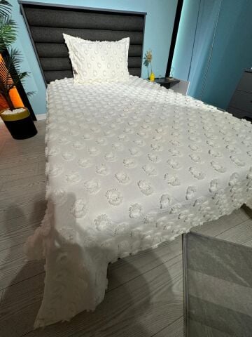 Violacasa Estiva Puffy Tek Kişilik Yatak Örtüsü Mucky Ekru
