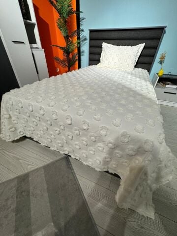 Violacasa Estiva Puffy Tek Kişilik Yatak Örtüsü Mucky Ekru