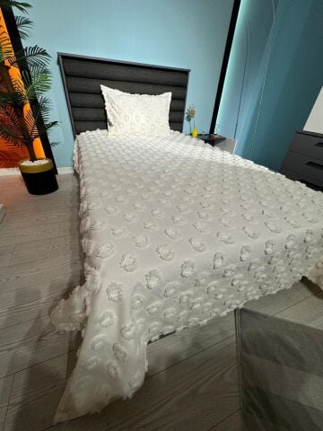 Violacasa Estiva Puffy Tek Kişilik Yatak Örtüsü Mucky Ekru