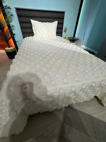 Violacasa Estiva Puffy Tek Kişilik Yatak Örtüsü Mucky Ekru