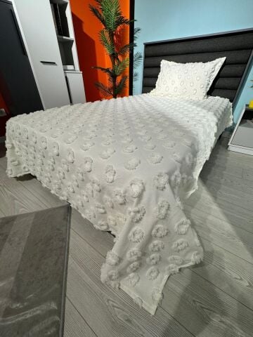Violacasa Estiva Puffy Tek Kişilik Yatak Örtüsü Mucky Ekru