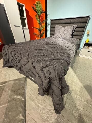 Violacasa Estiva Puffy Tek Kişilik Yatak Örtüsü Dailing Antrasit