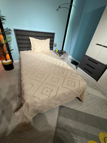 Violacasa Estiva Puffy Tek Kişilik Yatak Örtüsü Dailing Cappicuno