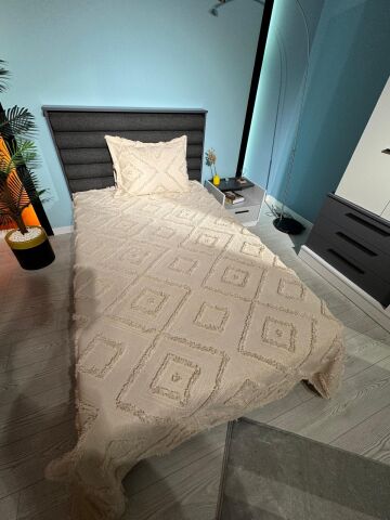 Violacasa Estiva Puffy Tek Kişilik Yatak Örtüsü Dailing Cappicuno