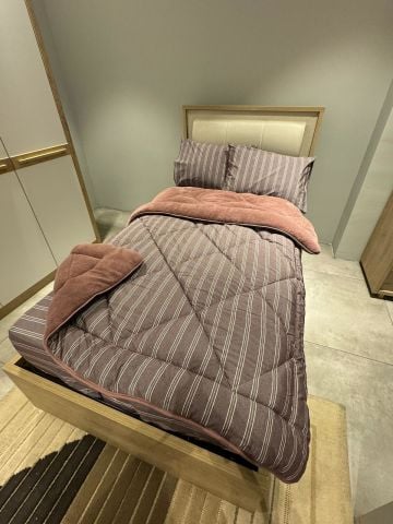 Tek Kişilik Welsoft Pufidik Uyku Seti Naturel Series Kül Moru