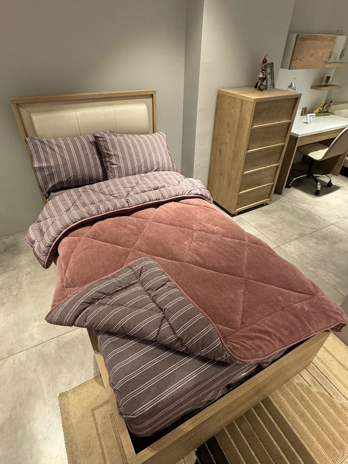 Tek Kişilik Welsoft Pufidik Uyku Seti Naturel Series Kül Moru