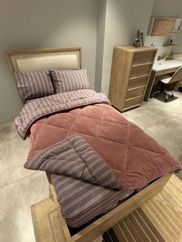Tek Kişilik Welsoft Pufidik Uyku Seti Naturel Series Kül Moru