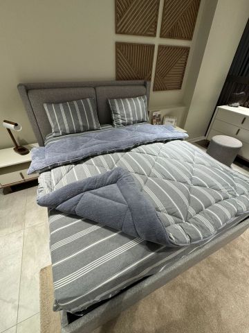 Çift Kişilik Welsoft Pufidik Uyku Seti Naturel Series Antrasit (Lastikli Çarşaflı)