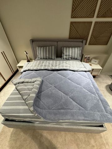 Çift Kişilik Welsoft Pufidik Uyku Seti Naturel Series Antrasit (Lastikli Çarşaflı)