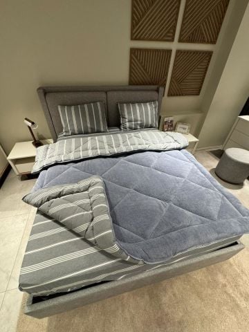 Çift Kişilik Welsoft Pufidik Uyku Seti Naturel Series Antrasit (Lastikli Çarşaflı)