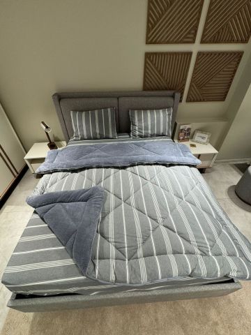 Çift Kişilik Welsoft Pufidik Uyku Seti Naturel Series Antrasit (Lastikli Çarşaflı)