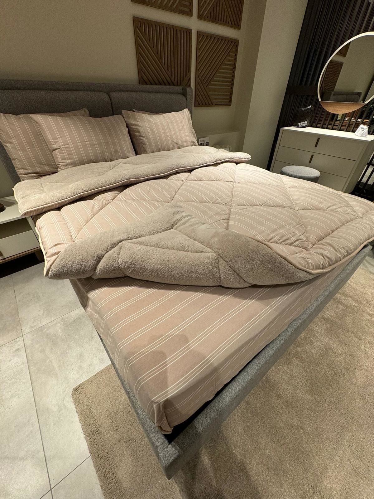 Çift Kişilik Welsoft Pufidik Uyku Seti Naturel Series Bej (Lastikli Çarşaflı)