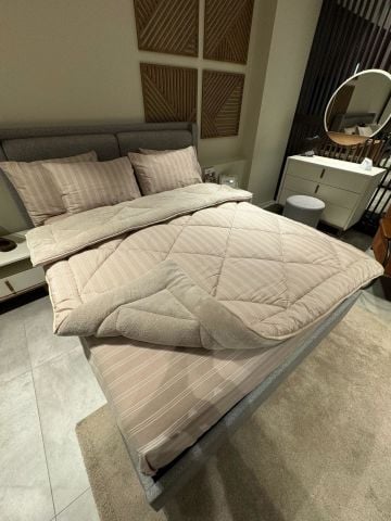 Çift Kişilik Welsoft Pufidik Uyku Seti Naturel Series Bej (Lastikli Çarşaflı)