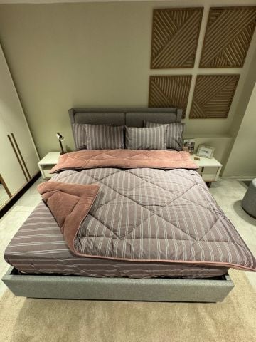 Çift Kişilik Welsoft Pufidik Uyku Seti Naturel Series Kül Moru (Lastikli Çarşaflı)