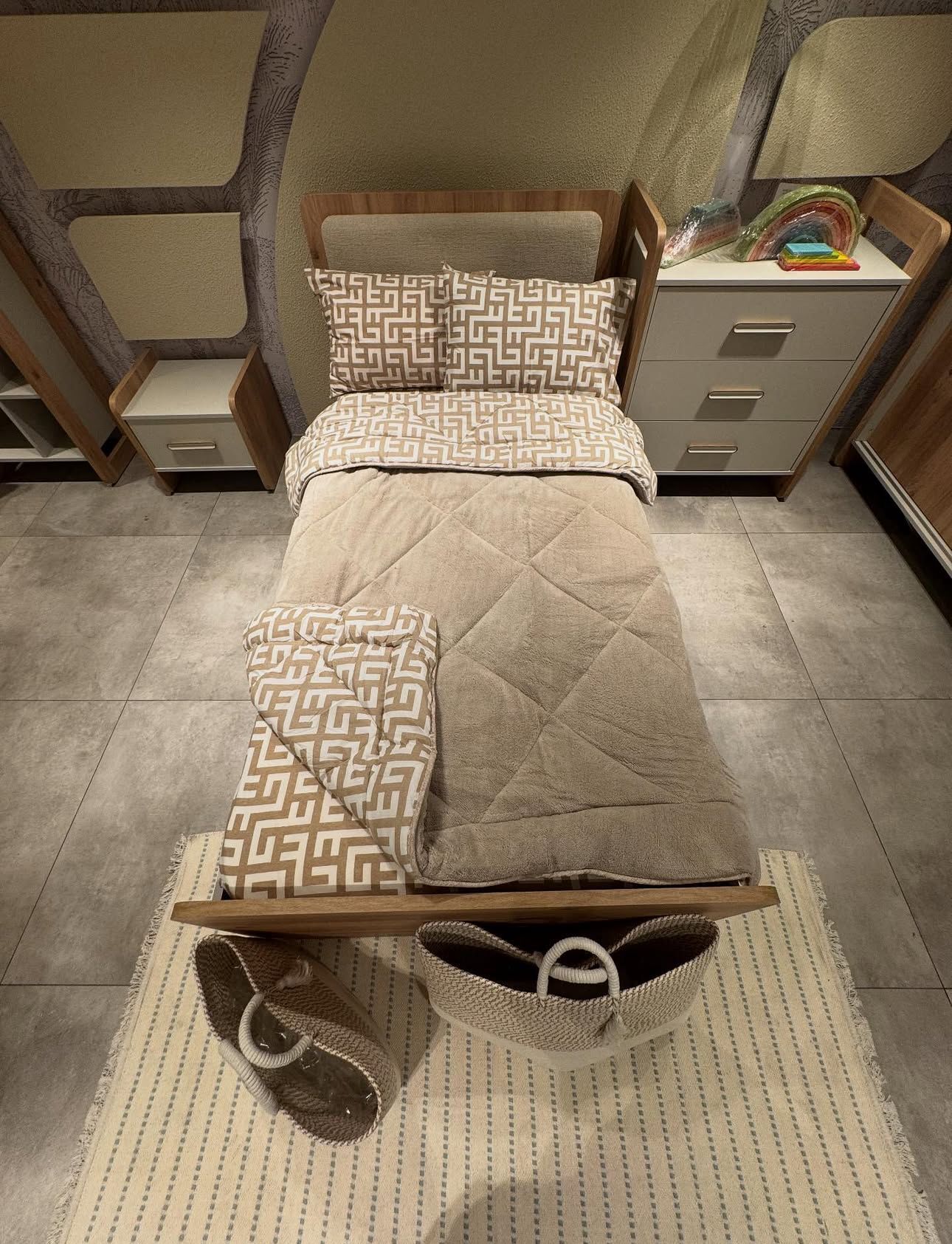 Tek Kişilik Welsoft Pufidik Uyku Seti Bej Labirent