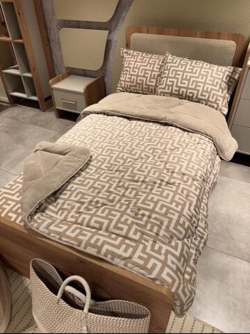 Tek Kişilik Welsoft Pufidik Uyku Seti Bej Labirent