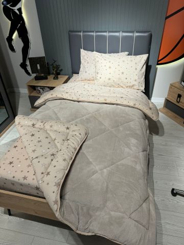 Tek Kişilik Welsoft Pufidik Uyku Seti Bej Yıldız