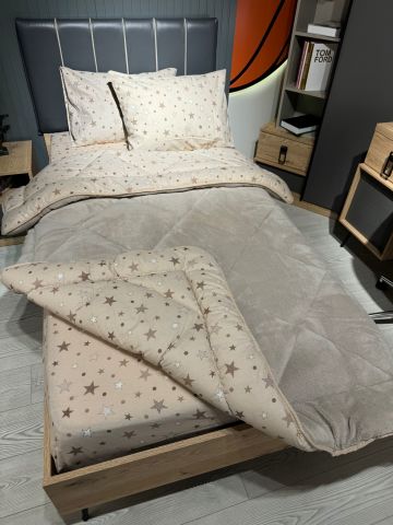 Tek Kişilik Welsoft Pufidik Uyku Seti Bej Yıldız