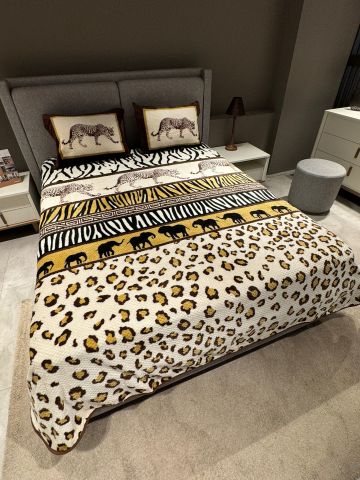 Merinos Relax Çift Kişilik Battaniye Seti Leopar