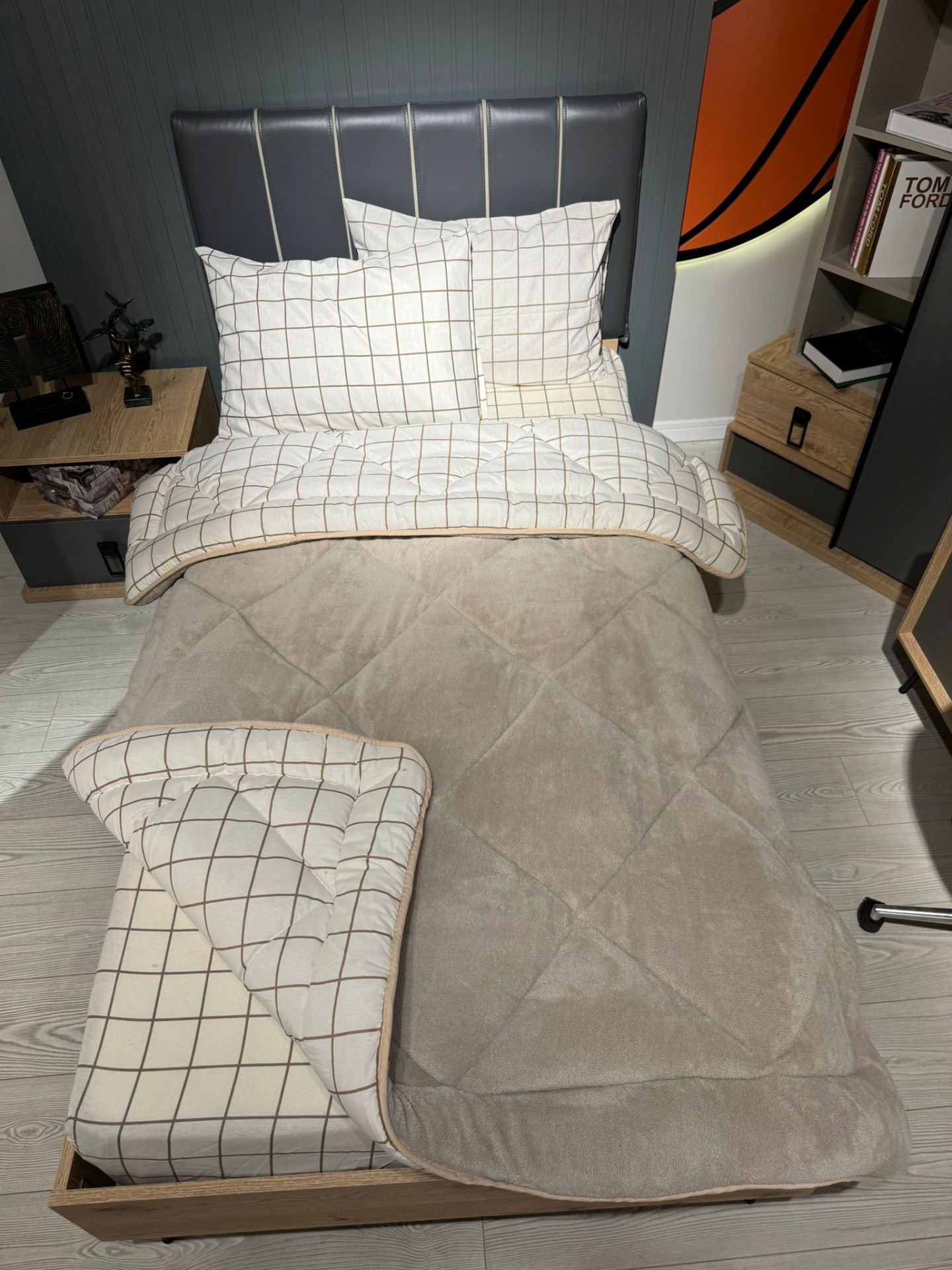 Tek Kişilik Welsoft Pufidik Uyku Seti Krem Kare