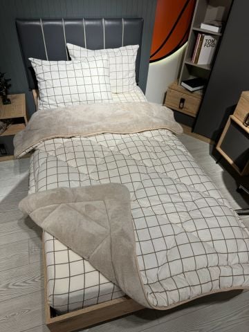 Tek Kişilik Welsoft Pufidik Uyku Seti Krem Kare