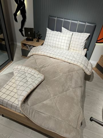 Tek Kişilik Welsoft Pufidik Uyku Seti Krem Kare