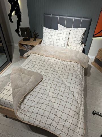 Tek Kişilik Welsoft Pufidik Uyku Seti Krem Kare