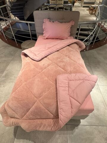 Tek Kişilik Fırfırlı  Welsoft Pufidik Uyku Seti Private Pudra