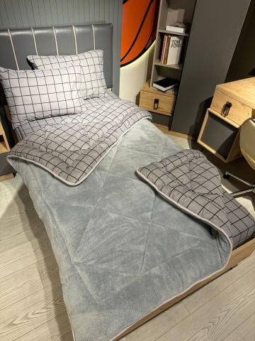 Tek Kişilik Welsoft Pufidik Uyku Seti Füme Kare