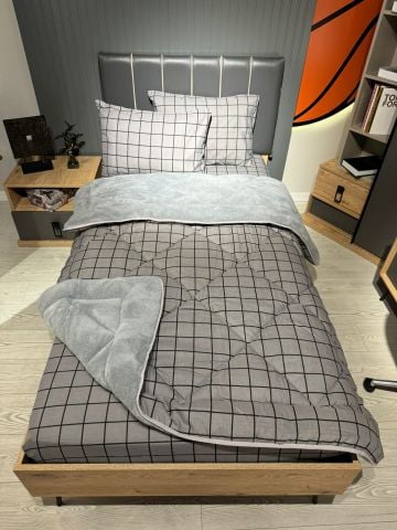 Tek Kişilik Welsoft Pufidik Uyku Seti Füme Kare