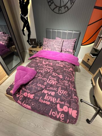 Tek Kişilik Welsoft Pufidik Uyku Seti Mürdüm Love