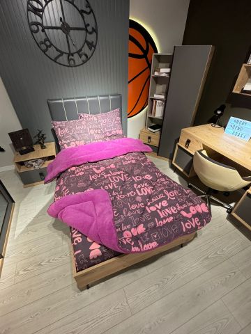 Tek Kişilik Welsoft Pufidik Uyku Seti Mürdüm Love