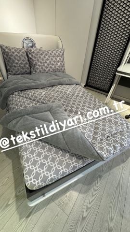 Tek Kişilik Welsoft Pufidik Uyku Seti Gri Zincir