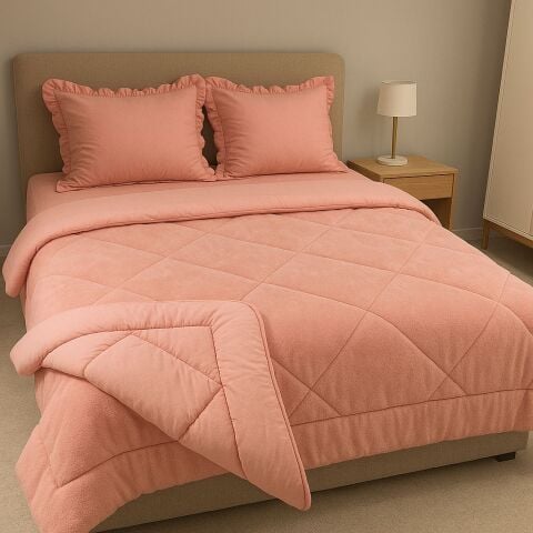 Çift Kişilik Fırfırlı  Welsoft Pufidik Uyku Seti Private Pudra