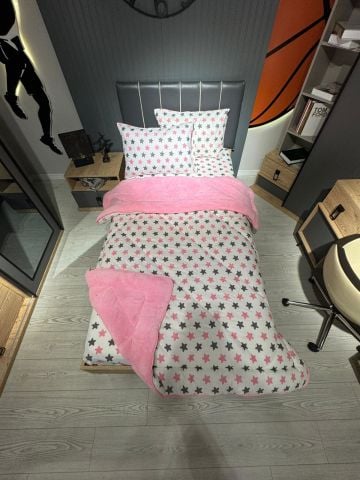 Tek Kişilik Welsoft Pufidik Uyku Seti Pembe Yıldız