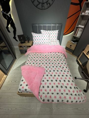 Tek Kişilik Welsoft Pufidik Uyku Seti Pembe Yıldız