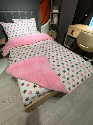 Tek Kişilik Welsoft Pufidik Uyku Seti Pembe Yıldız