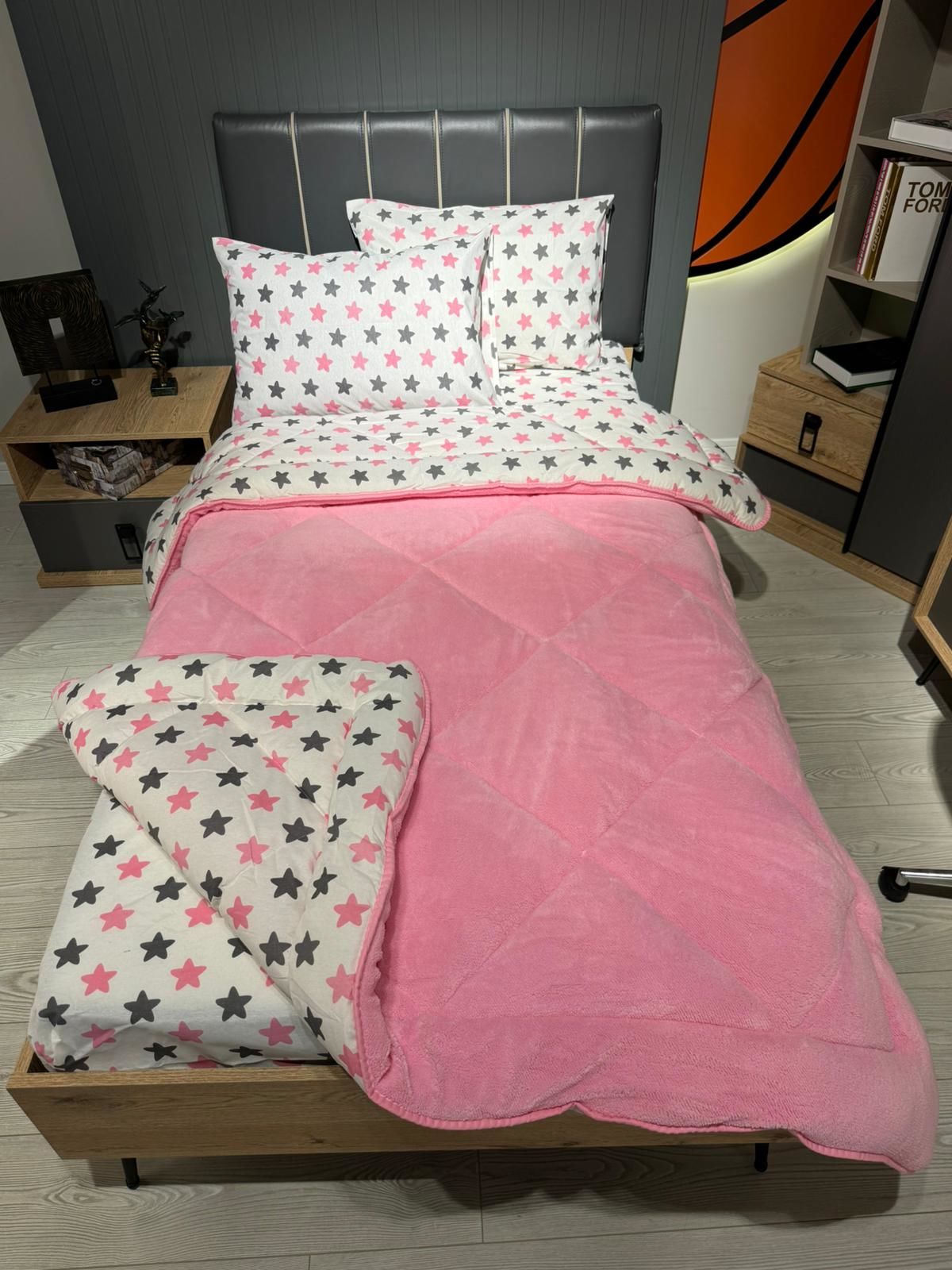 Tek Kişilik Welsoft Pufidik Uyku Seti Pembe Yıldız