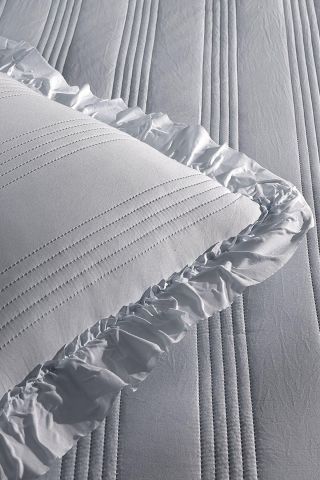 Puffy Özel Seri Yatak Örtüsü Battal Boy Fırfırlı  Gri