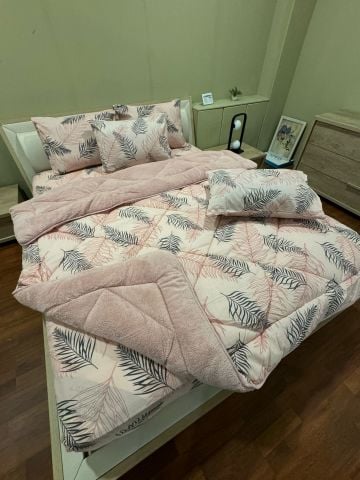 Çift Kişilik Welsoft Pufidik Uyku Seti Pudra Tüy (Lastikli Çarşaflı)