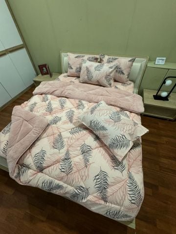 Çift Kişilik Welsoft Pufidik Uyku Seti Pudra Tüy (Lastikli Çarşaflı)