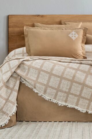 Battal Boy Müslin Yatak Örtüsü Seti %100 Pamuk Carelia Bej