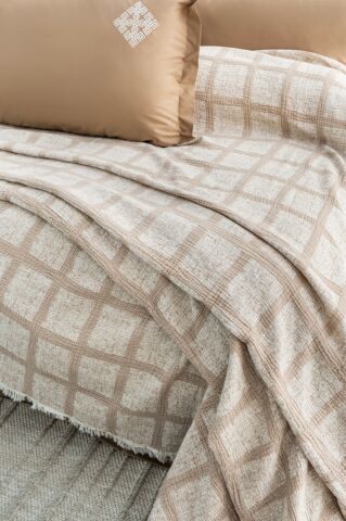 Battal Boy Müslin Yatak Örtüsü Seti %100 Pamuk Carelia Bej