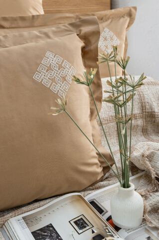 Battal Boy Müslin Yatak Örtüsü Seti %100 Pamuk Carelia Bej