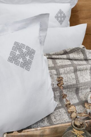 Battal Boy Müslin Yatak Örtüsü Seti %100 Pamuk Edna Gri