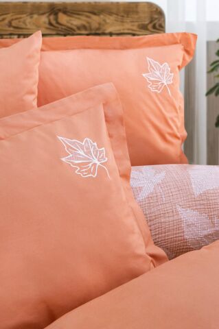 Battal Boy Müslin Yatak Örtüsü Seti %100 Pamuk Floya Kiremit